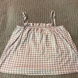 Lake Pima Ruffle Shorts Set in Purple and White check